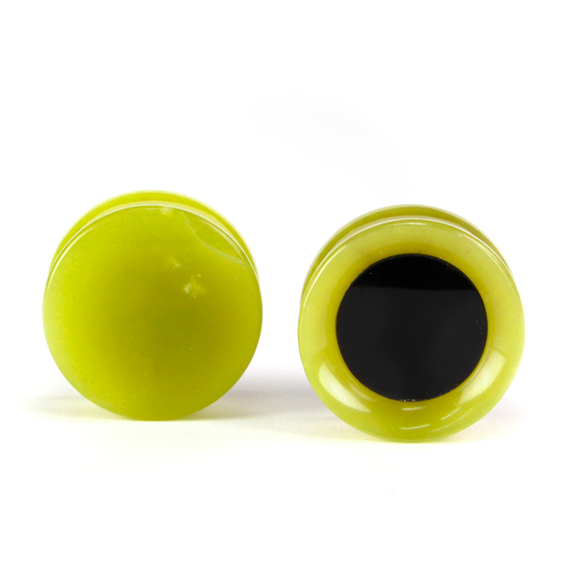 Green Quartz and Onyx Concave Ear Plug Orecchio