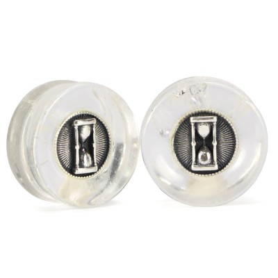 El Rana Quartz Plug with Silver Hourglass (Price for Pair) Orecchio