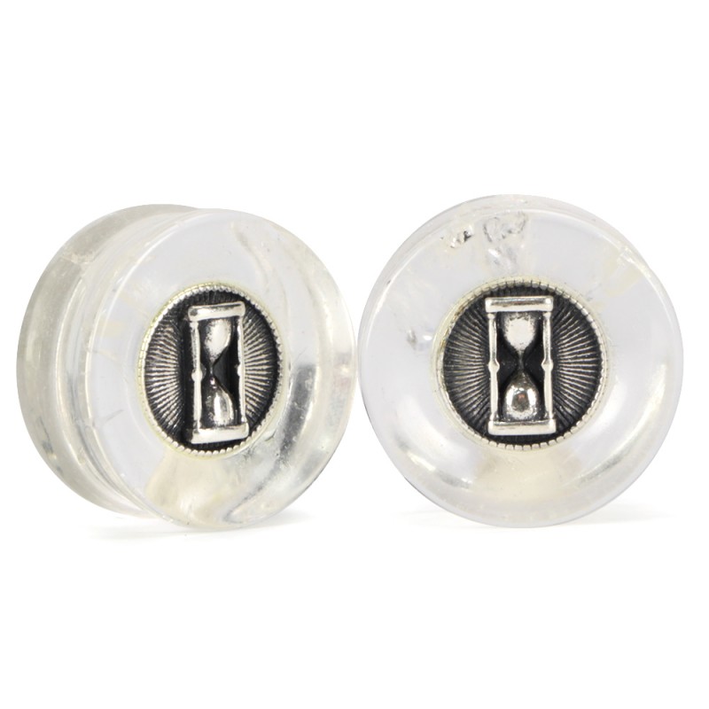 El Rana Quartz Plug with Silver Hourglass (Price for Pair) Orecchio
