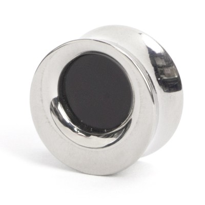 Titanium Double Flared Eclipse Plugs with Black PVC Ear