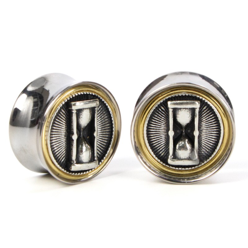 El Rana Titanium Brass Plug with Silver Hourglass (Price for Pair) Orecchio