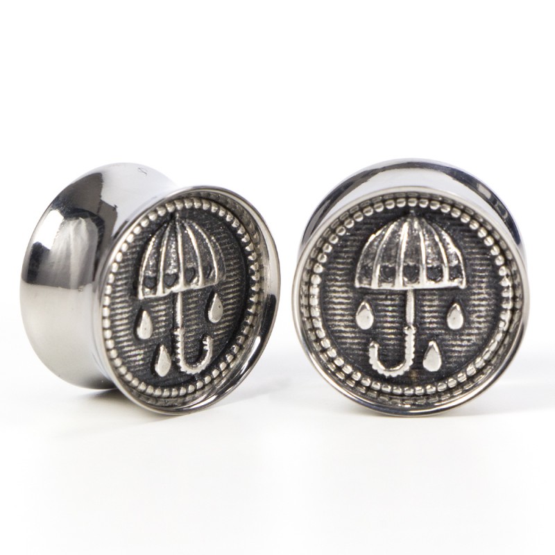 El Rana Titanium Plug with Silver Rain Umbrella (Price for Pair) Orecchio