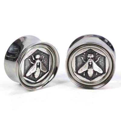 El Rana Titanium Plug with Silver Bee (Price for Pair) Orecchio