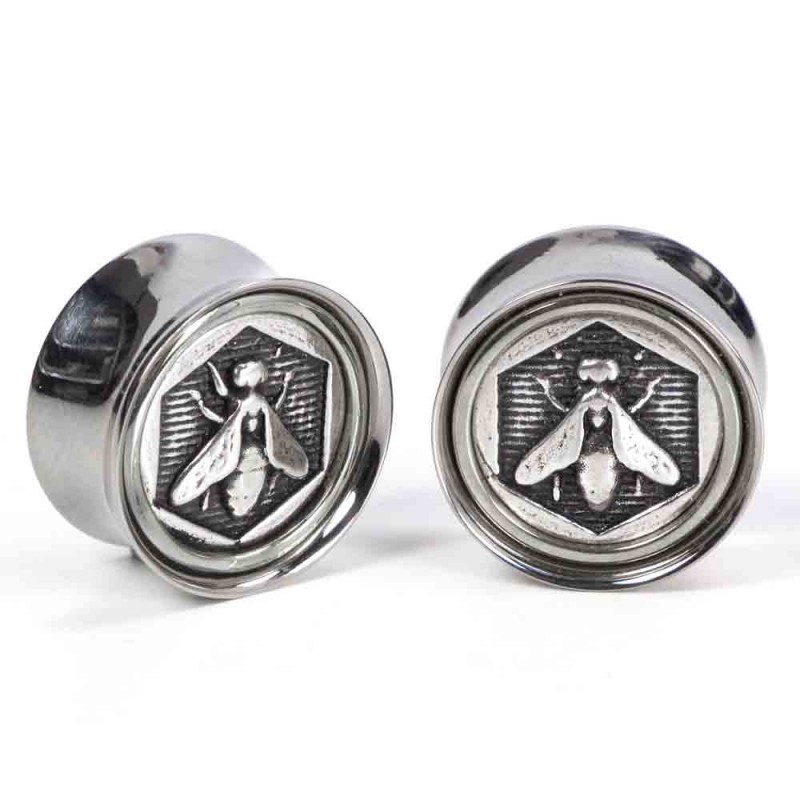El Rana Titanium Plug with Silver Bee (Price for Pair) Orecchio