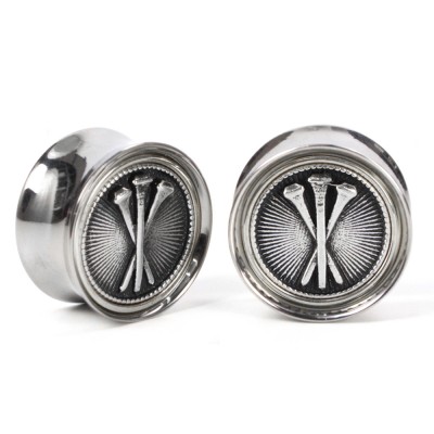 El Rana Titanium Plug with Silver Spikes (Price for Pair) Orecchio