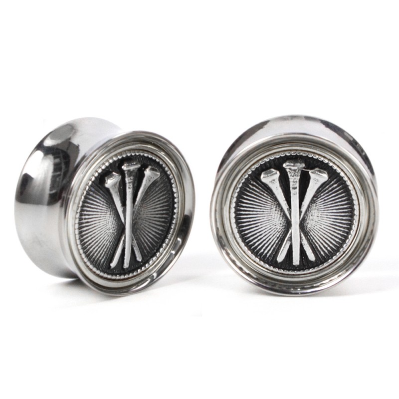 El Rana Titanium Plug with Silver Spikes (Price for Pair) Orecchio