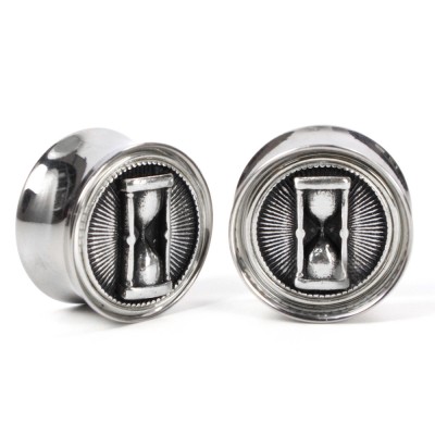 El Rana Titanium Plug with Silver Hourglass (Price for Pair) Orecchio