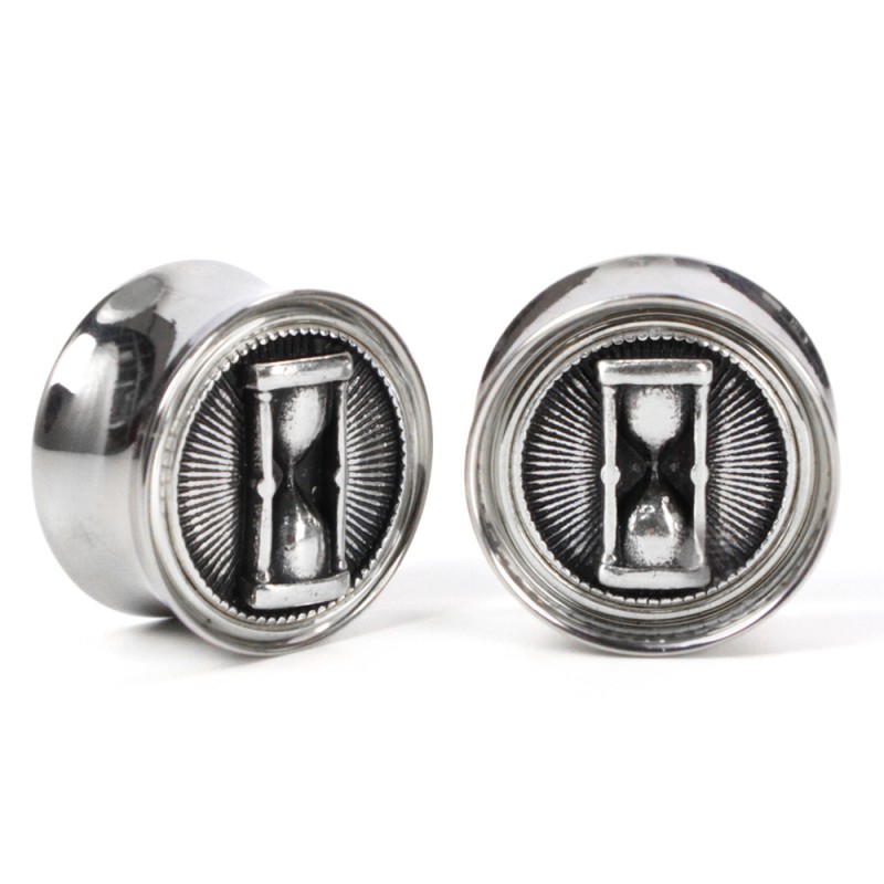 El Rana Titanium Plug with Silver Hourglass (Price for Pair) Orecchio