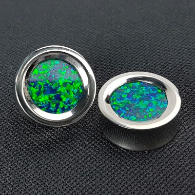 Titanium Plug with Synthetic Opal Orecchio