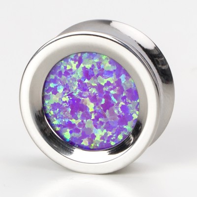 Titanium Plug with Synthetic Opal Orecchio