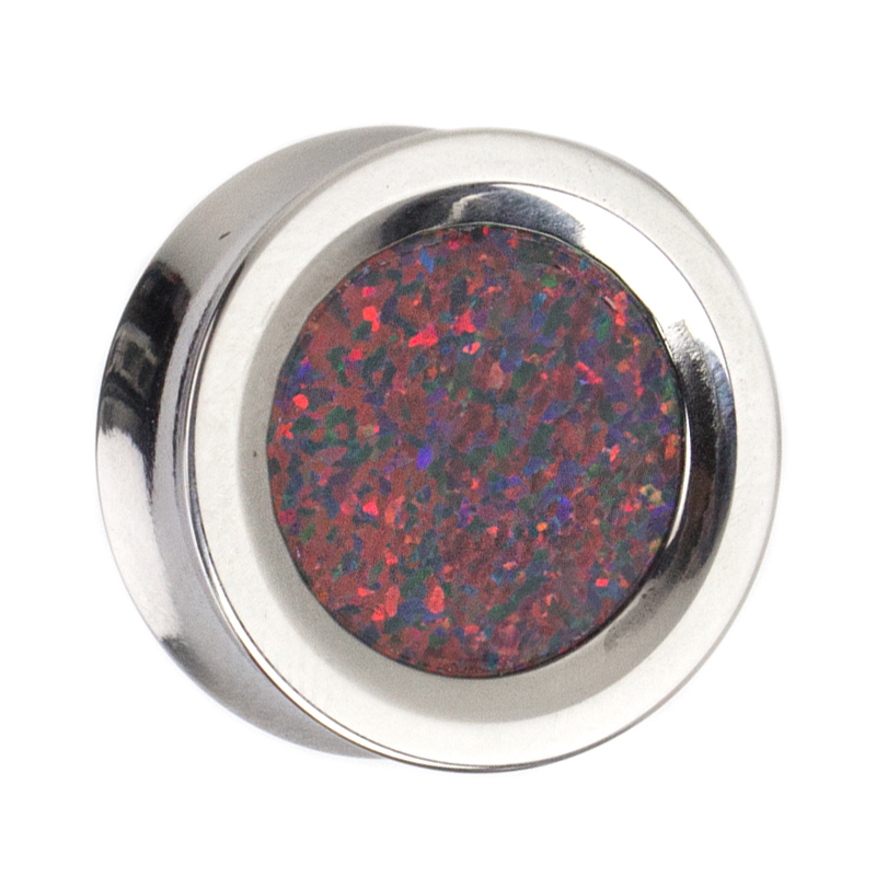 Titanium Plug with Synthetic Opal Orecchio