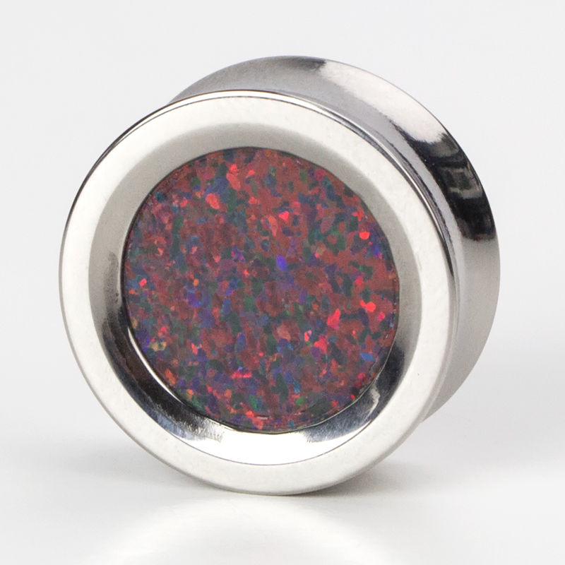 Titanium Plug with Synthetic Opal Orecchio