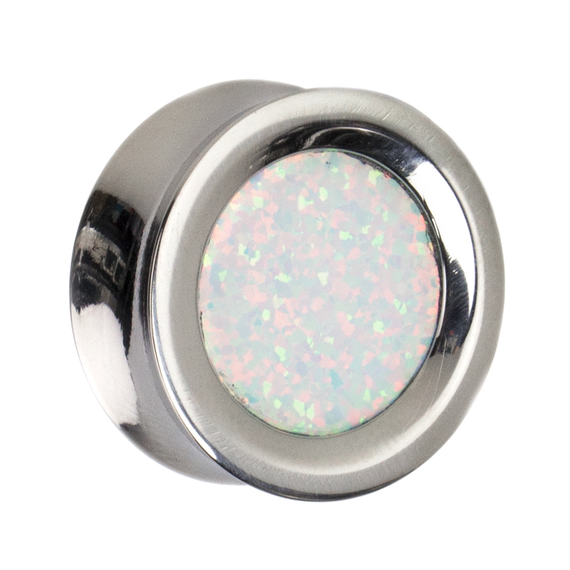Titanium Plug with Synthetic Opal Orecchio
