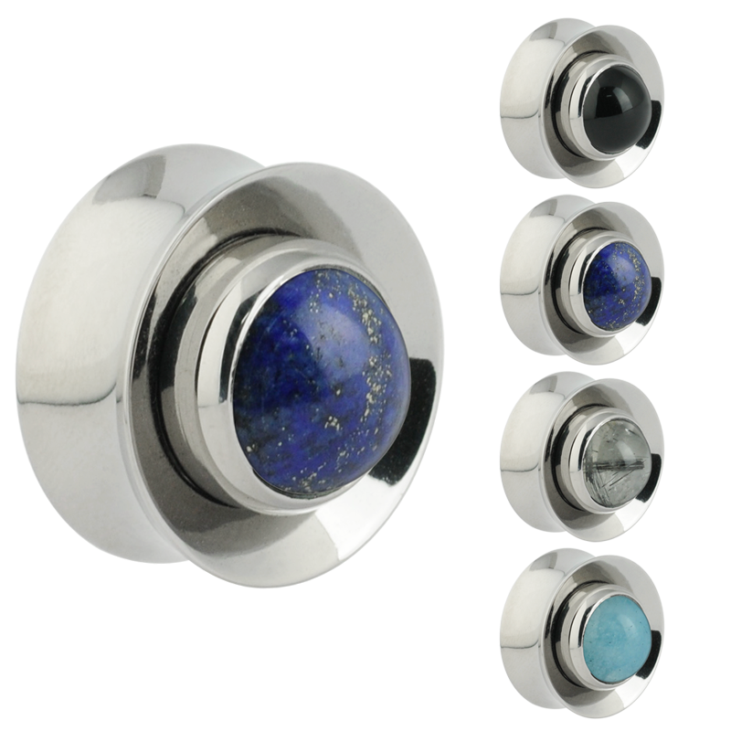 Titanium Plug with Interchangeable Natural Stone Orecchio