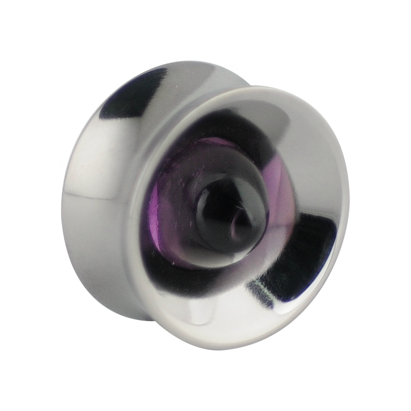 Titanium Plug with Natural AAA Quality Cabochon Cut Stone Amethyst (Price for Pair) Orecchio