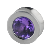 Titanium Plug with Natural AAA Quality Cushion Cut Stone Amethyst (Price for Pair)