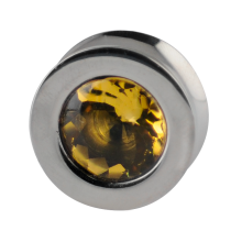 Titanium Plug with Natural AAA Quality Cushion Cut Stone Citrine (Price for Pair)