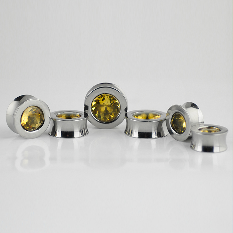 Titanium Plug with Natural AAA Quality Cushion Cut Stone Citrine (Price for Pair) Orecchio