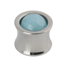 Titanium Plug with Natural Aquamarine Stone Sphere