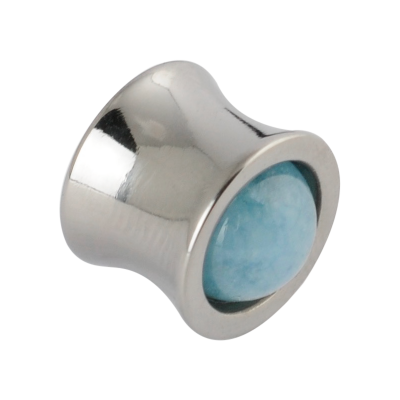 Titanium Plug with Natural Aquamarine Stone Sphere Orecchio