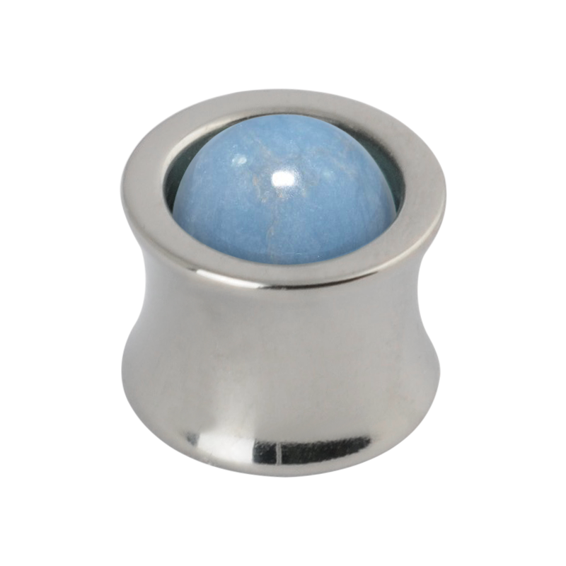 Titanium Plug with Natural Angelite Stone Sphere Orecchio