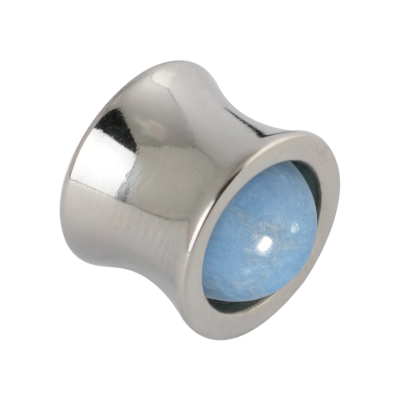 Titanium Plug with Natural Angelite Stone Sphere Orecchio