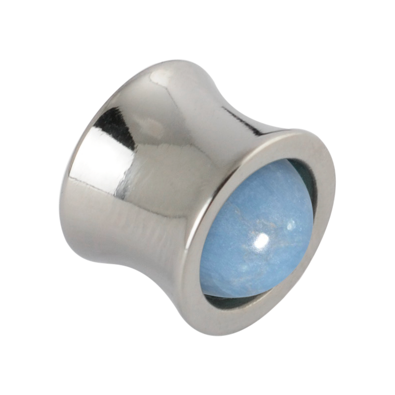 Titanium Plug with Natural Angelite Stone Sphere Orecchio