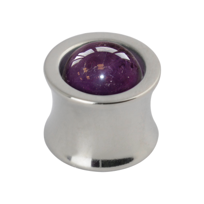 Titanium Plug with Natural Amethyst Stone Sphere Orecchio