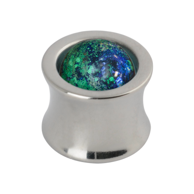 Titanium Plug with Natural Lapis and Malachite Stone Sphere Orecchio