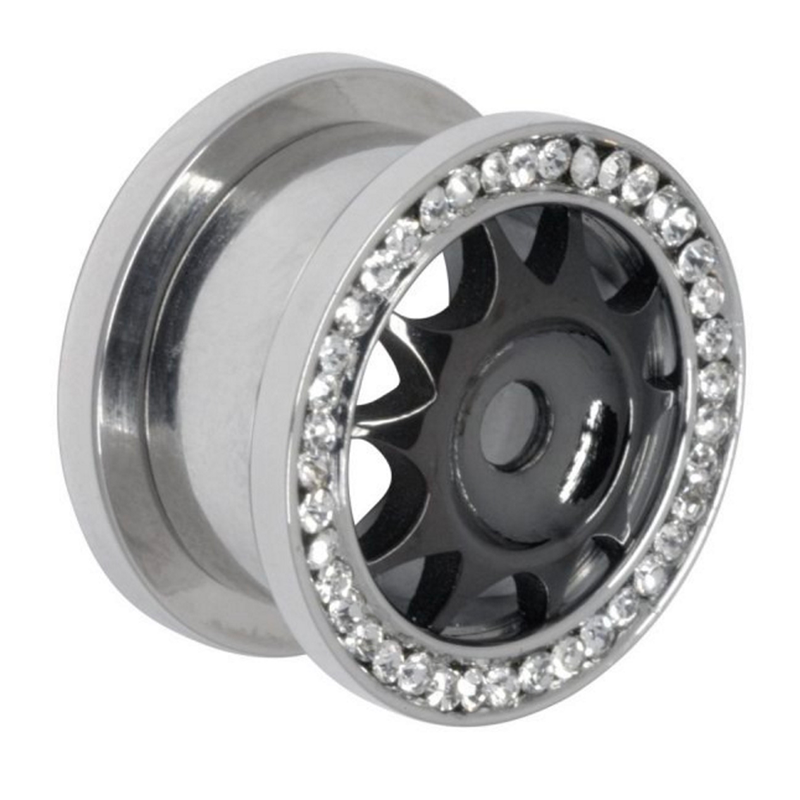 Channel Set Jewelled Wheel Tunnel Orecchio