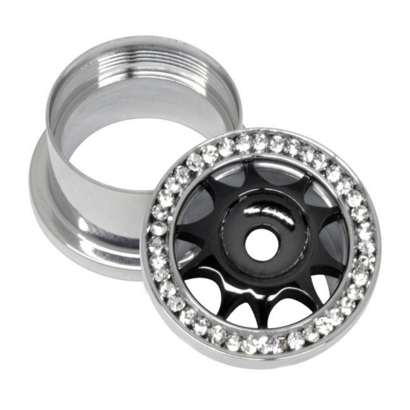 Channel Set Jewelled Wheel Tunnel Orecchio