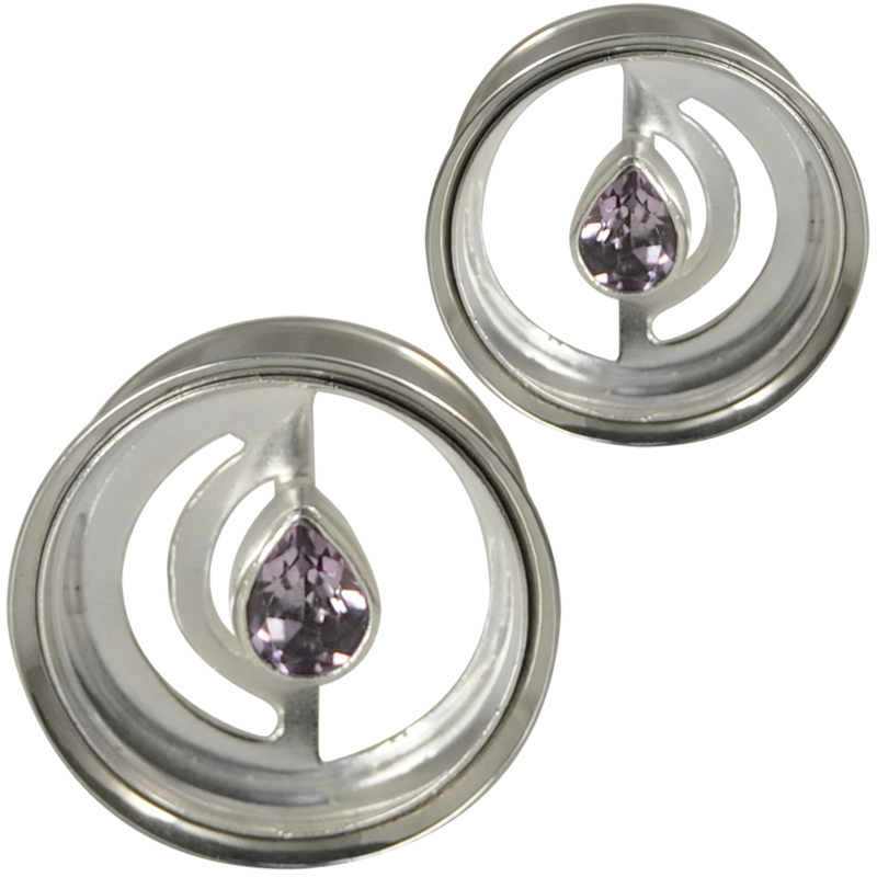 Silver and Amethyst Eyelet Orecchio