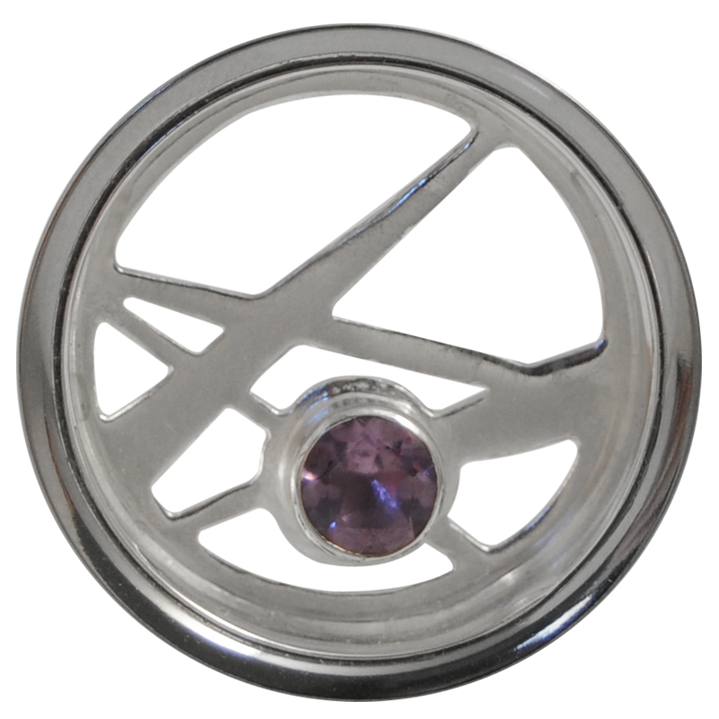 Silver and Amethyst Eyelet Orecchio