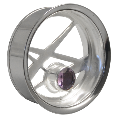 Silver and Amethyst Eyelet Orecchio