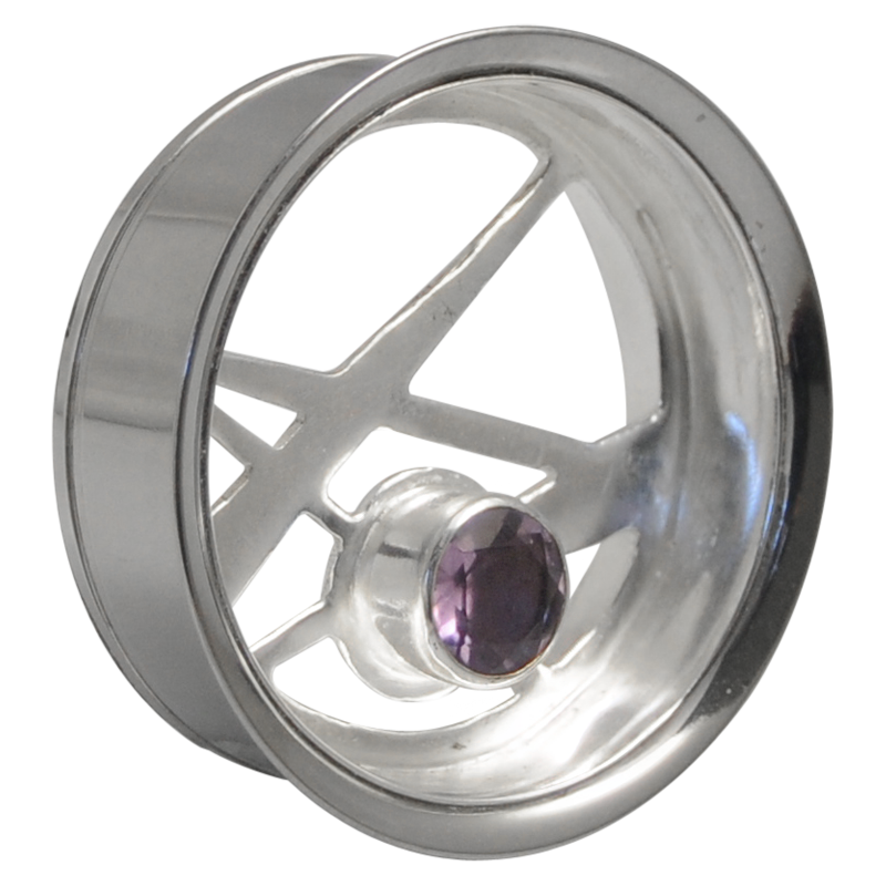 Silver and Amethyst Eyelet Orecchio