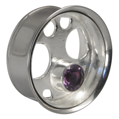 Silver and Amethyst Eyelet Orecchio