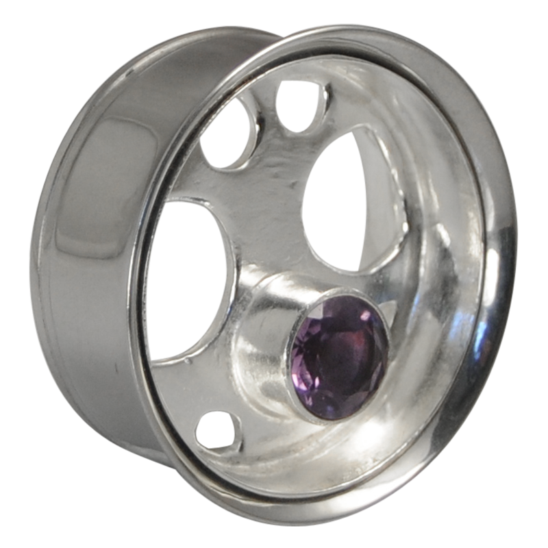 Silver and Amethyst Eyelet Orecchio