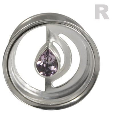 Silver and Amethyst Eyelet Orecchio