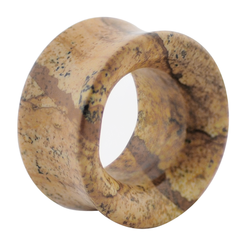 Natural Stone Eyelet Picture Jasper (Price for Pair) Orecchio