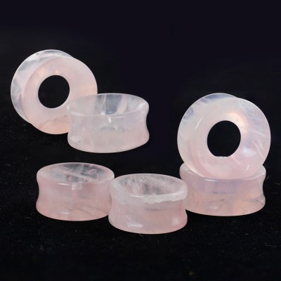 Rose Quartz Concave Ear Tunnel Ear