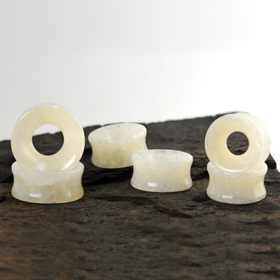White Onyx Concave Ear Tunnel Ear