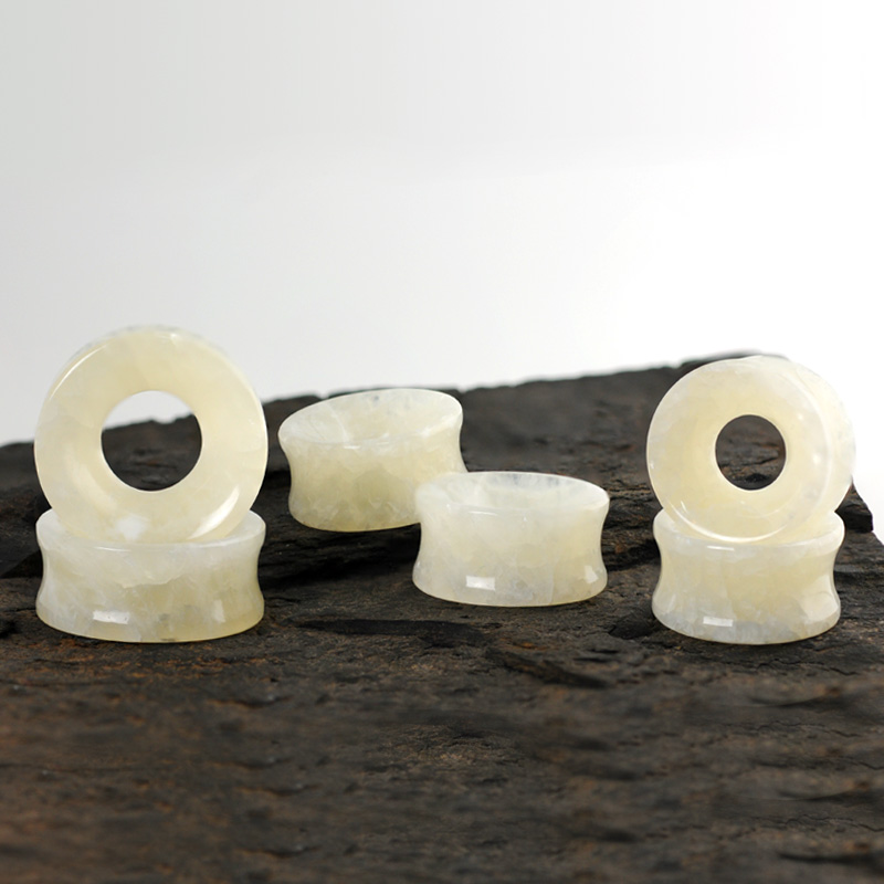 White Onyx Concave Ear Tunnel Ear