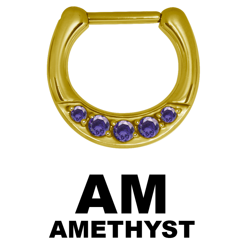 Zircon Steel Jewelled Septum Clicker with Cubic Zirconia Setto