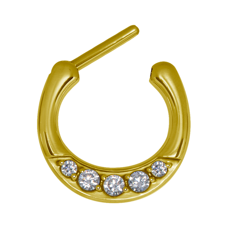 Zircon Steel Jewelled Septum Clicker with Cubic Zirconia Setto