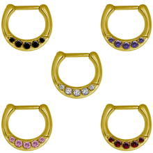 Zircon Steel Jewelled Septum Clicker with Cubic Zirconia