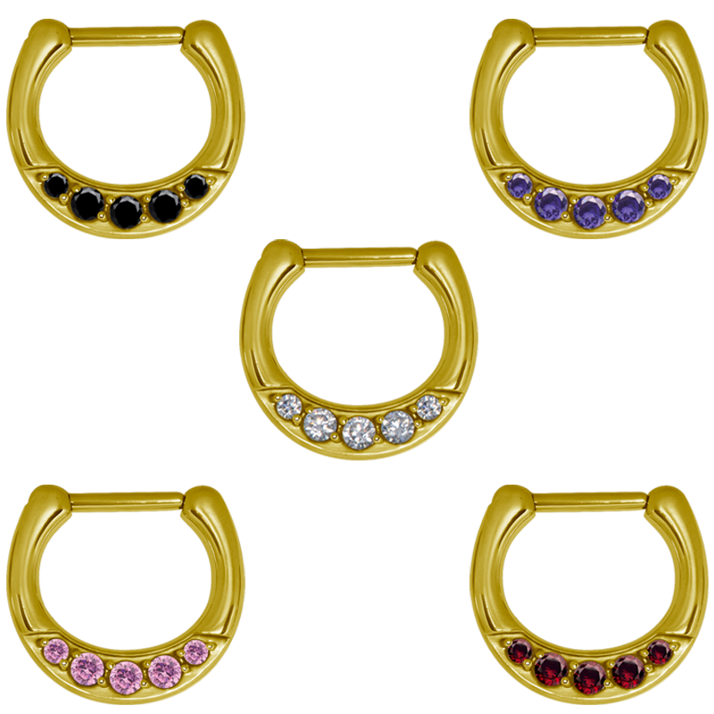 Zircon Steel Jewelled Septum Clicker with Cubic Zirconia Setto