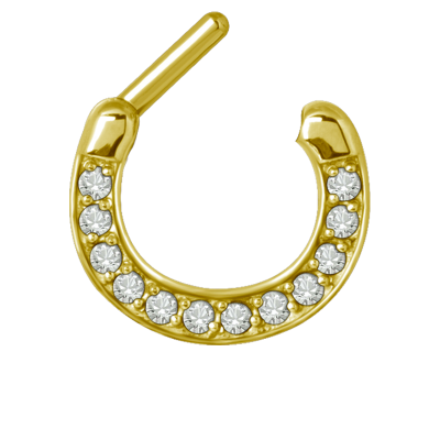 Zircon Steel Jewelled Septum Clicker with Cubic Zirconia Setto