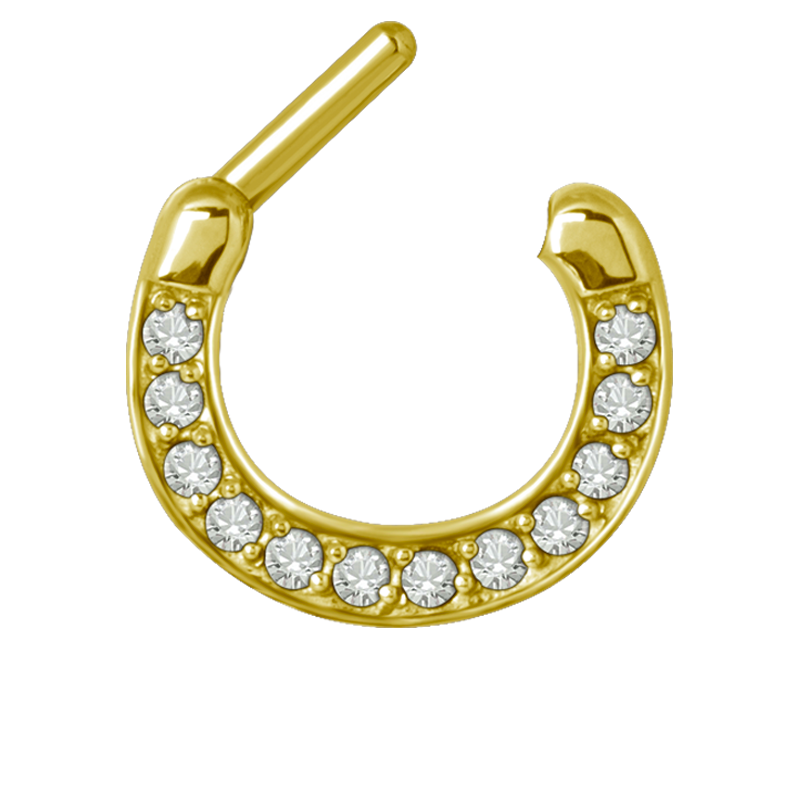 Zircon Steel Jewelled Septum Clicker with Cubic Zirconia Setto