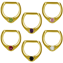 Zircon Steel Jewelled Septum Clicker with Cubic Zirconia