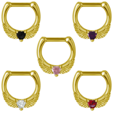 Zircon Steel Jewelled Septum Clicker with Cubic Zirconia